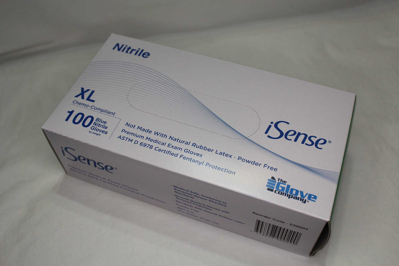 Load image into Gallery viewer, iSense® Blue Fentanyl-rated Nitrile Exam Gloves - XLarge
