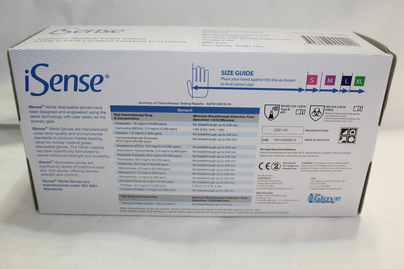 Load image into Gallery viewer, iSense® Blue Fentanyl-rated Nitrile Exam Gloves - XLarge
